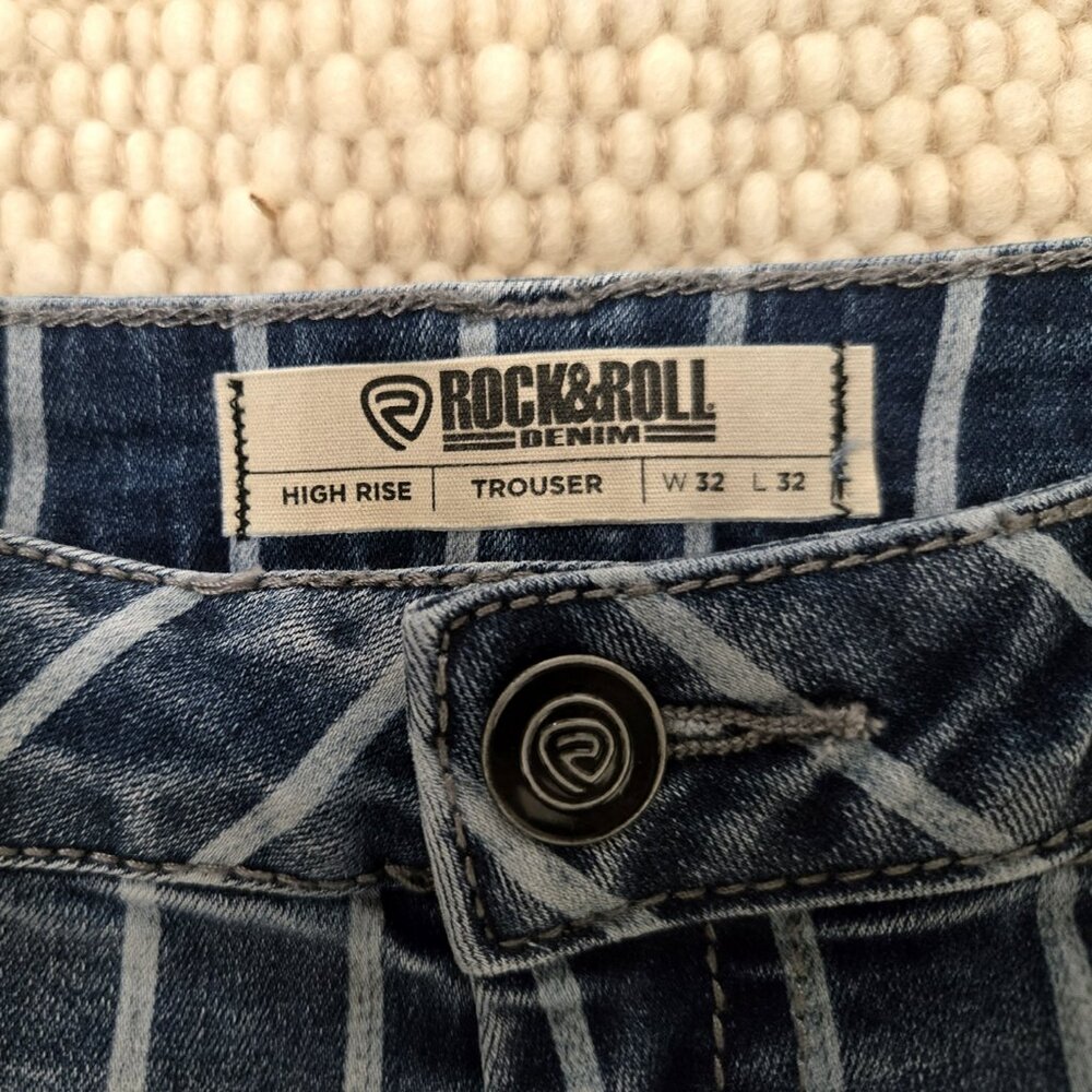 UNISEX ROCK AND ROLL DENIM HIGH RISE JEANS 32X32 - Picture 8 of 9